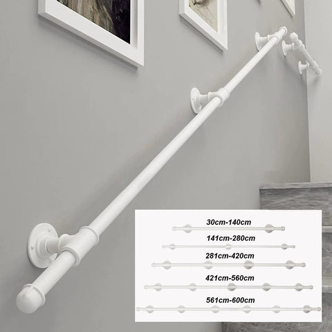 Rock Solid Wrought Iron Handrail And Stair Banister For Indoor Outdoor Use Hella Durable Safety Grab Bar with wall mount support in white