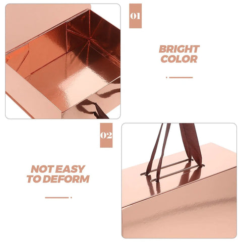 Dope Space Saving Foldable Gift Box For Clothes And Shoes With Adhesive Sticker in shiny copper, showcasing bright color and durability.