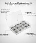316 Stainless Steel Micro Fastener Kit With Metric Screws And Nuts M1 Through M1.6 For Precision Electronics And Marine Hardware Repair Engineered For Corrosion Resistance And Precise Fits For Durable Electronics And Marine Repairs. open case with assorted screws and nuts