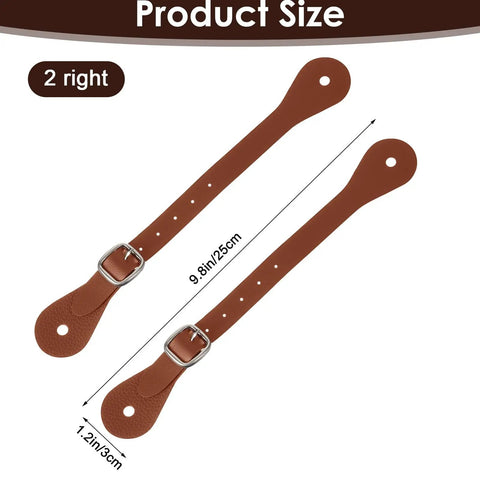 Two Piece Leather Spur Straps For Cowboy Boots, Adjustable Western Boot Straps For Men And Women, Genuine Leather, 9.8 inches