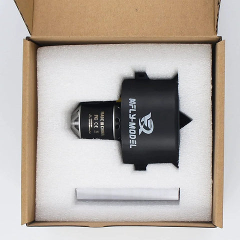 64mm 12 Blade EDF Ducted Fan With 4S 2840-KV3200 Brushless Outrunner Motor in box, CNC Laser Spinner Finish visible