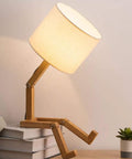 Cute Desk Lamp With Wood Base And Changeable Shape, Modern Table Lamp For Bedroom Study Office And Kids Room, Ivory Linen Lampshade