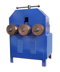 Heavy Duty Rolling Pipe Bending Machine With Round And Square Dies For Metal Tubing, blue unit with three rollers, perfect for crafts.