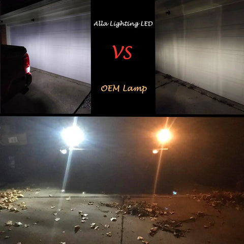 Comparison of 912 921 LED Bulbs For Back Up Lights 6000K Xenon White CAN BUS 4014 30 SMD 5.5W with OEM lamp brightness