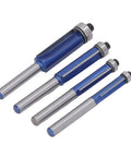 Get Your Hands On These Ycauty Tungsten Steel Flush Trim Router Bits 4-piece set with blue coated sharp bits for wood cutting.