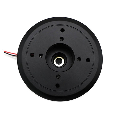 Front view of Workhorse High Torque Low Speed Flat Motor With Brushless DC Drive And Encoder Based Turntable Servo in black