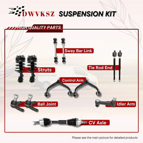 Front Suspension Kit For Dodge Ram 2500 Pickup 2007 5.9L Diesel 4WD Includes Center Drag Link Tie Rod End Ball Joint Track Bar