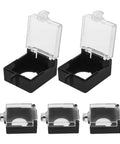 Push Button Switch Cover Set 5 Pack Waterproof Emergency Stop Guard Cap Protector for 22mm Buttons, open and closed view