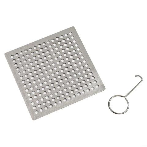 Hair Catcher Filter for Bathtub 9.4cm Steel Hair Catcher Filter(9.4cm) with perforated surface and hook for easy removal.