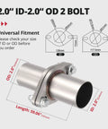 Heavy Duty Zero Hassle Universal 2 Bolt Exhaust Flange Repair Piping Kit With Premium 304 Stainless Steel Gasket Set. 2.0 inch size.