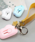 9 Pack Retractable Box Cutter Set With Mini Letter Opener And Cute Cloud Charm, shown with keychain attachment