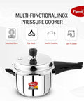 5 Quart Stainless Steel Pressure Cooker With Outer Lid For Stovetop And Induction Base Speedy Cookin With Even Heat For Soups Rice Beans And More Built Tough With Thick 5mm Base And Safety Features