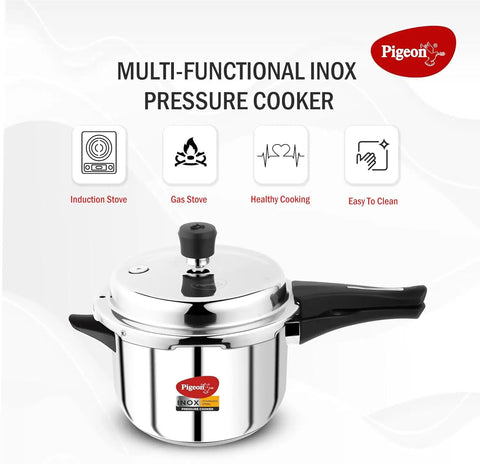 5 Quart Stainless Steel Pressure Cooker With Outer Lid For Stovetop And Induction Base Speedy Cookin With Even Heat For Soups Rice Beans And More Built Tough With Thick 5mm Base And Safety Features