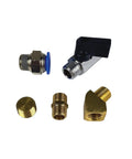 Five Piece Push To Connect Outlet Block Fittings Kit with brass and metal connectors for half inch tubing installation.