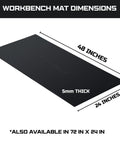 Diagram showing dimensions of Beefy 24x48 Inch EVA Workbench Mat, Heavy Duty Surface Protector With 5mm Thick Non Slip Pad.