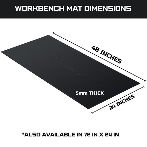 Diagram showing dimensions of Beefy 24x48 Inch EVA Workbench Mat, Heavy Duty Surface Protector With 5mm Thick Non Slip Pad.