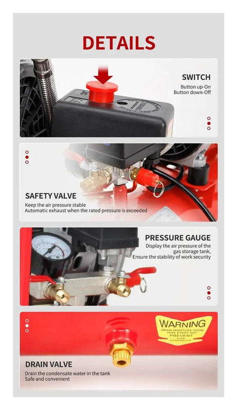 Top Tier PA5564 Silent Air Compressor With 50L Tank Mute Oil Free Electric Piston Industrial Grade No Noise Performance Perfect For Heavy Duty Tasks And Workshop Projects Reliable Power Delivery
