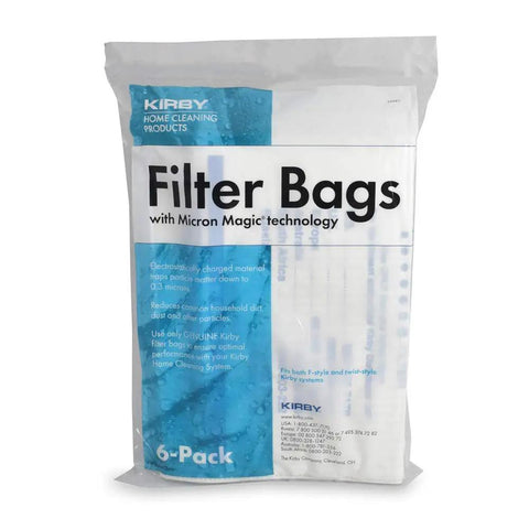 Six Pack Micron Magic HEPA Vacuum Filter Bags With Two Belts For F Style Vacuums OEM Replacement 204811 packaging