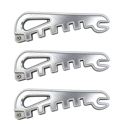 Quick Repair Glasses Tool For Bent Earpieces And Misaligned Nose Pads, Easy Frame Calibrator in silver with multi-direction slots