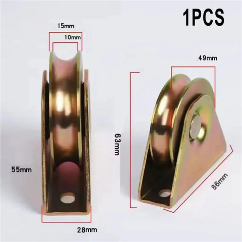 Rock Solid V Groove Track Wheel For Sliding Gate Casters Heavy Duty Steel Roller dimensions 15mm x 10mm x 63mm and 86mm.