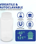 Go To Lab Sample Bottles With Lids Polypropylene 60ml versatile autoclavable for lab, classroom, storage, travel