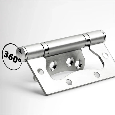 Top Shelf 4 Inch Stainless Steel Furniture Hinges Deliver Smooth As Butter Quiet Operation For Sturdy Wooden Doors And Cabinets Featuring No Sweat One Point Five Inch Mounting Base Two Pack Rich Gold Coating, showing a 360-degree hinge.
