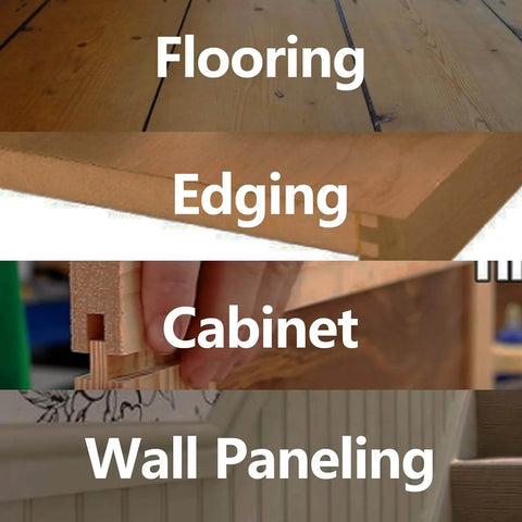 45 Degree Lock Miter Router Bit Set, 3-Piece, For 1/2, 5/8, 3/4 Inch Cutting Height, 1/4 Inch Shank, for flooring and cabinets.