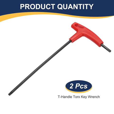 Dual End T27 Torx Key Wrench T Handle Set Pro Grade Built Tough Heavy Duty Carbon Steel with red T-handle