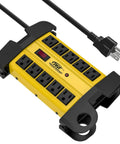 Beefy Metal Heavy Duty Surge Protector Power Strip With 10 Outlets, 2800 Joules Protection, 15A Circuit Breaker, 6ft Cord