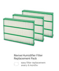 Air Purifier Replacement Filters For Revive 1 Year Standard Pack shown with three HEPA filters in green frames