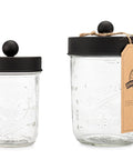 Apothecary Lid Storage Set With Ball Mason Jars Two Pack Farmhouse Style Vanity Organizer For Kitchen Bath Office Black Finish