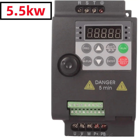 380V Budget-Friendly VFD Variable Frequency Drive Inverter For Motors, Plug-and-Play 0.75KW To 5.5KW Speed Controller, Energy Saving CPLD Inverter, Industrial Motor Control, 310-5.5KW Compatible, 5.5kw front view