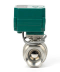 Front view of 1-1/2 Inch Motorized Ball Valve With Full Port 304 Stainless Steel NSF Certified For Drinking Water Use Built To Last Workhorse