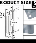 Heavy Duty Door Latch Guard Plates Two Pack Security Strike Plates dimensions illustration 3x7 inches gray carbon steel design