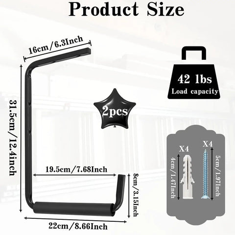 Overhead Garage Storage Hooks Two Pack Ceiling Ladder Rack Wall Mounted Hangers And Organizer with dimensions and load capacity