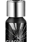 Scratch Repair Liquid For Glass Surfaces Quick Fix On The Go Clear Cracks And Scratches From Windscreens Watches Glasses And Home Screens With Portable Glass Repair Fluid, close-up of bottle label.