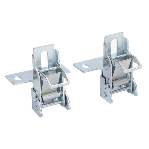 Heavy Duty Table Saw Flip Hinge with Rock Solid Electroplated Coating and Shop Grade Iron Core, metal components, ready for woodworking.