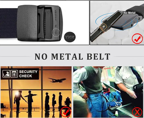 Two Pack Nickel Free Nylon Web Belts With YKK Buckles Non Metal Military Tactical Hiking Belt For Travel And Everyday Use, Lightweight Passes Through Metal Detectors, Black And Coffee, Fits Waist Up To 42 Inches