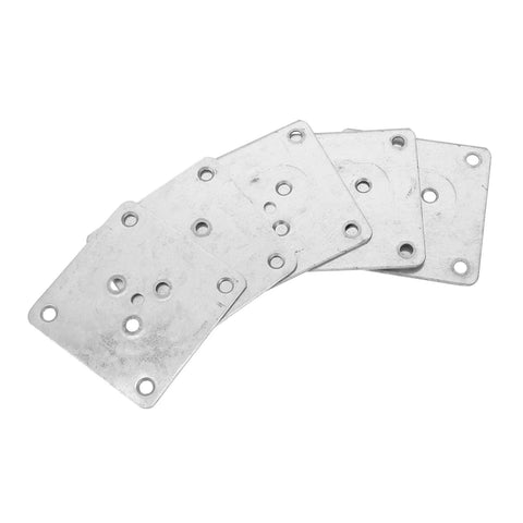 Rock Solid 25 Pack Furniture Leg Mounting Plates, five zinc plated steel brackets for sturdy couch and table setups.