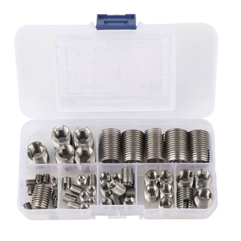 50Pcs Inner Thread Self Tapping Thread Inserts Set For Stainless Steel Repairs Heavy Duty Thread Reinforcement Kit DIY Self Cutting Inserts To Fix Stripped Threads And Restore Strength, stainless steel inserts in storage case