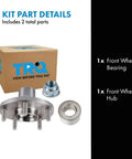 Front Wheel Bearing And Hub Assembly Kit Fits 2004-2017 Toyota Camry, 2001-2007 Highlander, 2004-2008 Solara Includes front bearing
