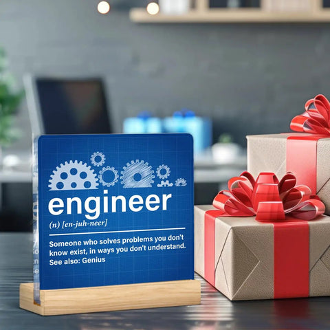 Epic Engineer Gifts For Women And Men Mechanical Engineering Lovers Acrylic Plaque Sign With Wood Stand For Home Office Decor
