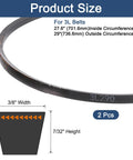 Two Pack 3L290 Classic Wrapped Rubber V-Belt, 29 Inch Outside Circumference, 3/8 Inch Width, 7/32 Inch Height, 3L Profile