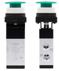 Pneumatic Mechanical Valve MV522PB 2 Position 5 Way Momentary Green Mushroom Button Manual Control Type For Air Systems, side view