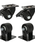 Heavy Duty Swivel Caster Wheels For Furniture Cabinets And Shelves 4 Pack Nylon Industrial Castors With Reinforced Steel Backs, black.