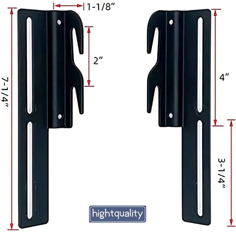 Rock Solid Bolt On To Hook On Bed Frame Conversion Brackets 4 Pack For Headboard Or Footboard Upgrade Kit With Heavy Duty Black Steel Hardware, 7-1/4 inches.