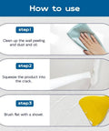 Image showing a three-step process for using the Drywall Patch Repair Kit For Quick Hole And Crack Fix, Easy Application.