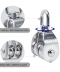 Beefy Double Wheel Swivel Pulley Block M20 For Lifting Rigging Marine Hardware 304 Stainless Steel Twin Sheave Fits Rope Up To 0.47 In Pack Of 6