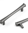 96mm Antique Silver Cabinet Pulls 3 3/4 Inch Pewter Dresser Drawer Handles Set of 10 for Modern Minimalist Kitchens and Cabinets, Curved Design