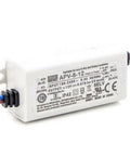 Workhorse 8 Watt Ac Dc Power Supply And Led Driver With 12 Volt Constant Voltage Transformer for lighting, compact design with connections.